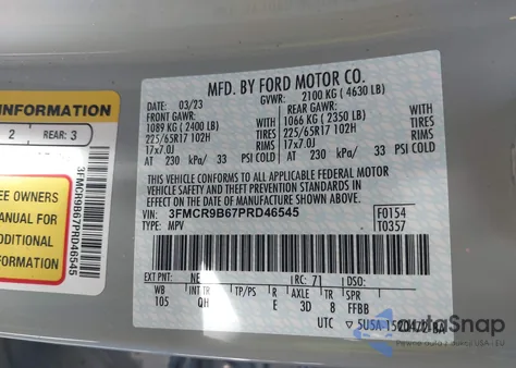 2023 Ford Bronco Sport Big Bend from USA, damaged, VIN 3FMCR9B67PRD46545